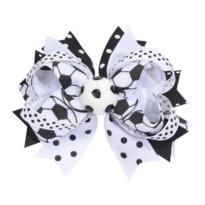 LDDCX Soccer Bow Hair Clips, Hair Accessories for girls. Soccer Hair Bow Clips Football Hair Clips Pin. (FQ1-H, 1PC)
