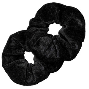 Kenz Laurenz Velvet Scrunchies - Hair Ties and Ponytail Holders for Women (Black)