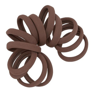 Cyndibands Seamless Hair Ties - Brown - Gentle Hair Ties No Damage, Standard Size 1.5 Inch, Soft and Stretchy Nylon Fabric Ponytail Holders - 12 Coun