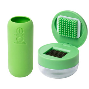 Joie Garlic Press and Chopper with Storage Container, Stainless Steel Blades, Green (Garlic Peeler and Chopper), Colors May Vary