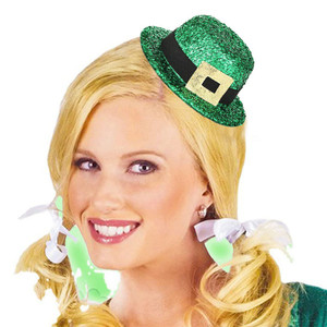 BARTOSI St. Patrick's Day Hat Hair Clips Mini Leprechaun Hats Green Shamrock Hairpin Saint Patricks Day Hair Accessories for Women