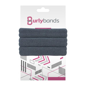 Burlybands Large Hair Ties for Thick, Heavy or Curly Hair - Non-Slip, Non-Damage, Seamless Women's Ponytail Scrunchies - Dk Gray, 3 Pcs