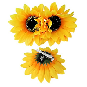 Sunflower Hair Clips and Barrettes for Women and Girls - 3Pcs Yellow Clips for Hair Styling, Christmas Party Hair Accessories