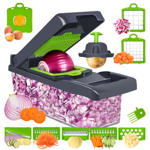 Vegetable Chopper, Multi-Functional 14 in 1 Food Chopper With 3 Blades and 5 Blades for Cutting Onions, Carrots, Tomatoes, Fruits