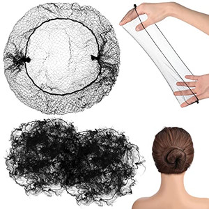 Jexine 400 Pcs Hair Nets for Women Black Hair Nets for Food Service Workers Invisible Elastics Ties Edge Mesh 20 Inches Sleeping Ballet Dance