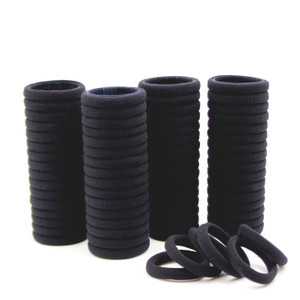 CYWLIFE 8.5mm Hair Ties Rubber Bands for Women Girls Thick Curly Hair, 100 PCS Black, Large No Crease Cotton Seamless Ponytail Holders Scrunchie for