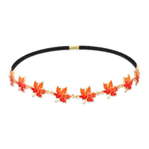 Fall Headband Thanksgiving Headband for Women Autumn Maple Leaf Hair Accessories Stretch Hairband Headpieces for Women Fall Holiday Party Decoration(