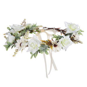 AWAYTR Leaf Flower Crown Garland Headpiece - Hair Floral Wreath Adjustable Flower Headbands for Bridal Wedding Festival Party Flower Leaves Crown (Cr