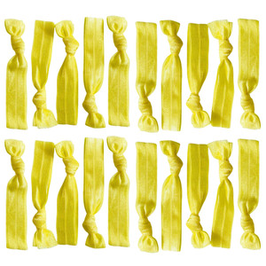 Kenz Laurenz Hair Ties 20 Elastics Ponytail Holder Set No Crease Ribbon Bands (Yellow)