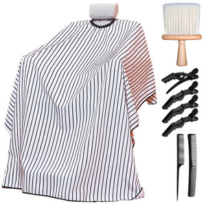Professional Barber Cape with Adjustable Metal Clip Hair Cutting Cape Haircut Cape Salon Cape Hairdressing Neck Duster Brush Comb Hair Clips Set