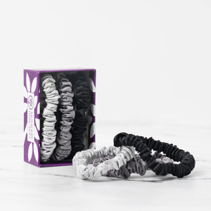 Mulberry Park Silks 100% Pure Silk Scrunchies, 3 Pack - Prevents Frizz, Reduces Breakage, Gentle On All Hair Types, Hair Accessories - Small (Black/S