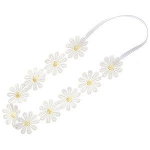 Women Girls Lace Daisy Flower Headband Soft Hair Bands Floral Crown Wreath Flower Headpiece (Yellow)