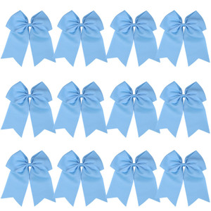 8 Inch Cheerleader Bows Ponytail Holder Solid Color Cheerleading Bows Hair Tie (Sky blue)