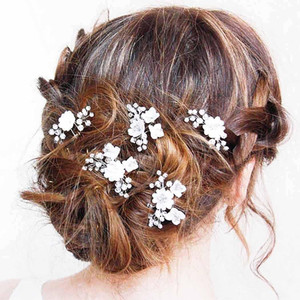 JEWEKY Bridal Hair Pin White Flower Wedding Hair Accessories for Women