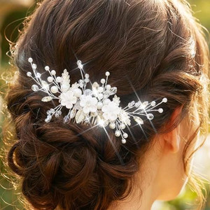 Latious Bridal Hair Comb Silver Wedding Hair Accessories Pearl Hair Clips for Women