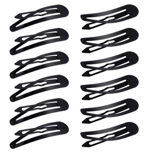 WILLBOND 50 Pcs Snap Clips for Hair 3.5 Inch Large Metal No Slip Hair Barrettes Long Side Clips for Women Accessories, Black(Black)