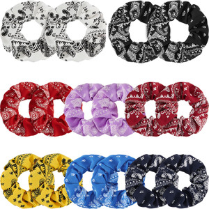 16 Pieces Bandana Scrunchies Cotton Hair Scrunchies Elastic Soft Silk Colorful Bandana Hair Ties Accessories for Women Girls
