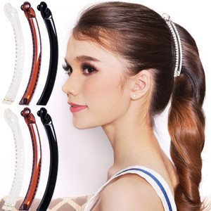 RC ROCHE 6 Pcs Banana Hair Clip Thin Hair Fine Ponytail Maker No Slip Small Claw for Women Secure Grip Jaw Clamp Cute Strong, Medium Clear Brown and