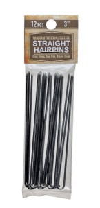 Amish Valley Products Straight Stainless Steel Heavy Duty Snagless Hairpins Handmade Hair Pin (Silver, 3 Inch)