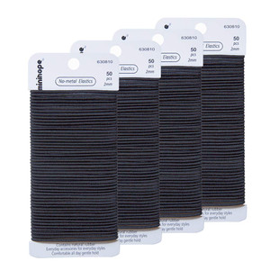 minihope Women's Hair Elastic Thick Tie, Black, 200 Count (Pack of 1), 2MM for for thin to medium thick hair.Value pack.