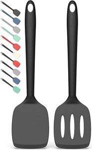 Coukre 2 Pack Silicone Spatula Set, High Heat Resistant, BPA Free Kitchen Spatula, Solid & Slotted Turner for Non-Stick Pans, Sautéing, and Flipping