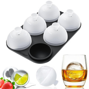 HONYAO Whiskey Ice Ball Mold - 1.8 Inch Silicone Maker With Individual Lid for Easy Fill and Release - 6 Round Sphere Molds for Cocktails and Bourbon