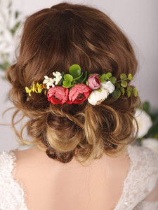 Kercisbeauty Bridal Floral Red Rose Flower Hair Combs Wedding Hair Piece Set Barrette Evening Party Hair Accessories for Women Girls