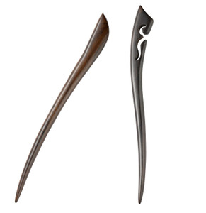 Liasun Classical Handmade Carved Hair Sticks-Natural Black Sandalwood(ebony) Hair Styling Pins Chopsticks for Hair Updo Making Accessory-7 Inches Lon