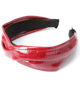 MIRMARU Fashion Headband Hair Accessories - Knotted, Bow, Polka Dot, Floral, Metallic, Glitter and Paisley Wide Hairband Headwear. (SBHB-2848-Burgund