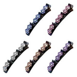Sparkling Crystal Stone Braided Hair Clips for Women, Braided Hair Clip with 3 Small Clips, Multi Clip Hair Barrette, Triple Hair Clips with Rhinesto