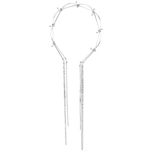 AHONEY Silver Headpiece Rhinestone Crystal Headband Head Chain Tassel Band Hair Elegant Vintage Decorative Weding Prom Disco Hair Accessories for Wom