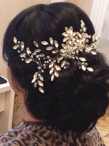 FXmimior Women Headband With Vine Gorgeous Floral Crystal Hair Comb Bridal Tiara Head Jewelry Wedding Hair Accessories
