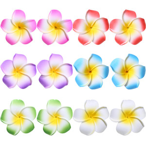 12 Pcs Plumeria Hair Clips Flower Barrettes Floral Headpiece Hair Pins Hairpins Hairclips Women Multicolor Hawaiian Luau Tropical Wedding Vacation Be