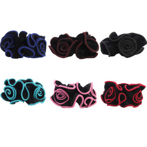 6 Pack Fancy Hair Scrunchies Lace Flower Hair Ties Floral Headbands Ponytail Holder Floral Hair Bobbles Velvet Scrunchy for Women (6 Colors Pack)