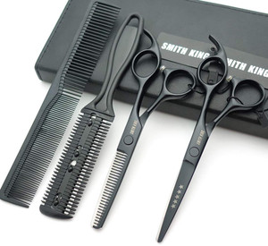 5.5 Inches Hair Scissors with Thinning Comb Hair Cutting Shears Thinning Shears set for Professional and Personal (Black)