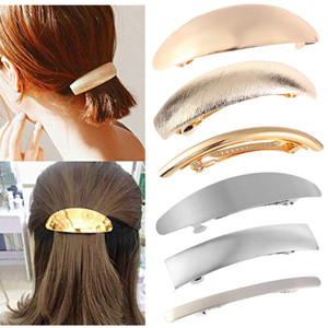 Mendom 6 Pcs Shining Metal Spring Hair Clips, Elegant French Design Barrettes Simple Retro Large Hair Barrettes for Women Girl(Gold and Silver)