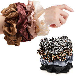 Scrunchies Hair Ties for Women - Big Silk Satin Scrunchie Jumbo Gaint Oversized Cute Scrunchy for Curl Thick Hair Ligas Para el Cabello De Mujer Deco