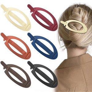 6 Pcs Matte French Oval Hair Barrette Clip Plastic Bun Ponytail Holder Strong Hold Grip Hair Clips Closure Hairpin No Metal Hair Accessories for Wome