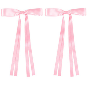 AMYBASIC 2pcs Hair Clips Bow with Long Tail, Tassel Ribbon Hair Clips for girls, Hair Accessories for Baby Toddlers Teens Kids(Pink)