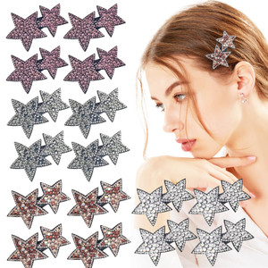 16 PCS Star Snap Hair Clips, Y2K Hair Accessories Non-slip Small Snap Hair Clips Fabric Diamond Alligator Hair Pins For Toddler Girls Women Metal Hai