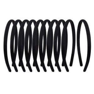 Suyegirl 20Pcs Women's Fabric Covered Satin Headbands 1CM Wide Black Ribbon Head Bands Girl's Black Headband Thin Hard Hairbands DIY Hair Pieces Acce