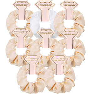 8pcs Satin Bridesmaid Proposal Gifts Hair Ties Hair Scrunchies Bachelorette Party Favors Satin Bridesmaid Gift for Wedding Parties (white & champagne