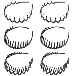 BAHABY 6 Pack Zig Zag Shark Tooth Black Hair Comb Headbands for Women Plastic Hair Bands Hair Hoop Hair Accessories for Women Girls