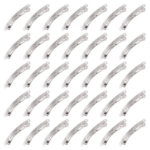 Mardatt 100 Pcs French Barrette Hair Clips Assortment Set 2.36 Inch Silver Metal Blank Alligator Hairpin Rectangle Craft Bow Clips for DIY Hairdressi