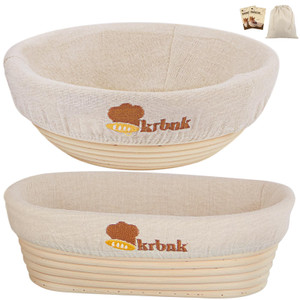 Banneton Bread Proofing Basket, Proofing Basket for Sourdough Bread Baking, Indonesian Rattan Bread Bowl Sourdough bread Baking Supplies with Linen L
