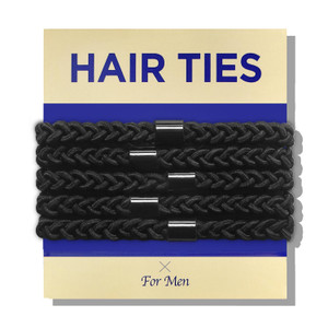 HAVHAF Braided Mens Hair Ties For Men - For Buns Curly Thick Dense Hair Elastic Hair Ties For Guys | No damage Crease Breakage Black 5 Count (Pack of