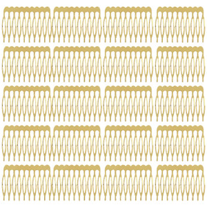 Lawie 20 Pack Bulk 10 Teeth Gold Metal Side Hair Combs Plain Blank Crafting DIY Wire Slide Combs Wedding Bridal Veil Combs Decorative Crowns Headpiec