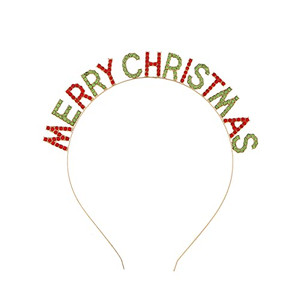 Soochat Merry Christmas Rhinestone Headbands, Xmas Crystal Hair Hoops Christmas Party Headdress Hair Accessory for Women Girls
