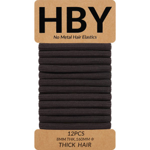 HBY Women's Hair Ties for Thick or Curly Hair. No Slip Seamless Ponytail Holders Sports Thick Hair Ties, Expresso, 8MM, 12 Pcs