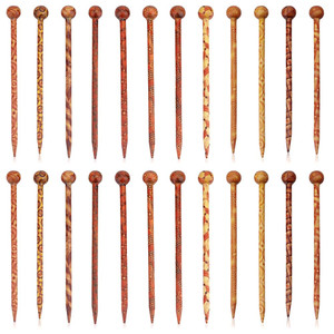 PH PandaHall 24pcs Vintage Wood Hair Pin 12 Styles Retro Hair Sticks 5" Printed Wood Hairpin Chopsticks Long Hair Fork for Hair Bun Holders Bun Cover